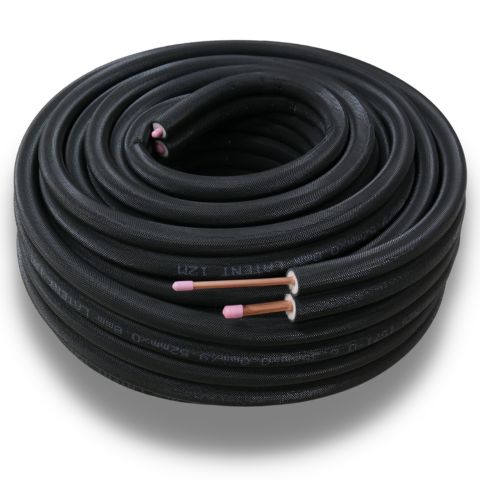 Twin Tube (6.35x0.8 + 12.7x0.8) - 20m - R410A/R32 Rated - Black