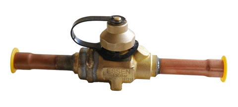Essen CO2 transcritical ball valve comes fitted with retainer. Maximum working pressure 130 bar. Copper tail connections are K65 (CuFE2P) a high strength modified copper alloy. Full flow valve porting and bi-directional application.
