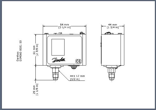 High Pressure Control KP5 Manual Reset SPDT 1/4"MSAE 