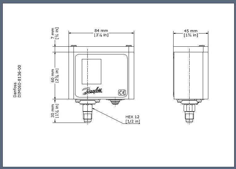 High Pressure Control KP6 HP:Auto 1/4"MSAE (R410A) 