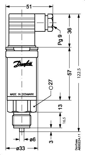 Pressure Transmitter AKS33 0 to 25 Bar 