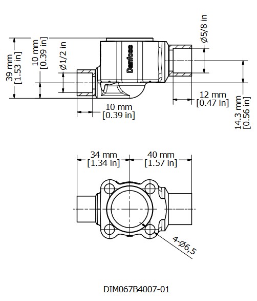 Valve Body TE5 Straight 1/2" ID Solder x 5/8" ID Solder