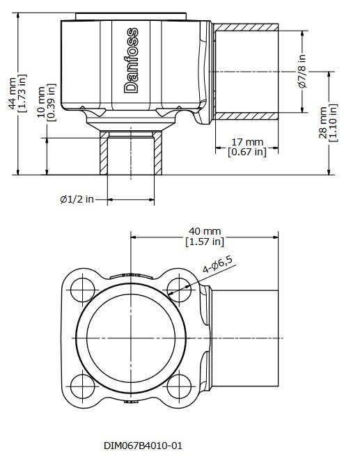 Valve Body TE5 Angle 1/2" ID Solder x 7/8" ID Solder