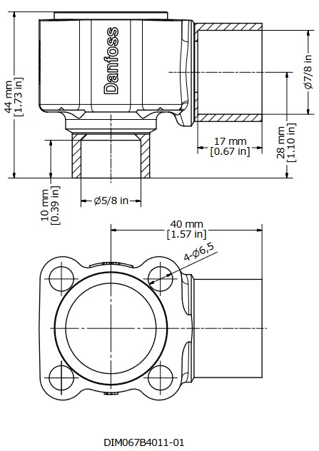 Valve Body TE5 Angle 5/8" ID Solder x 7/8" ID Solder
