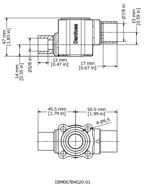 Valve Body TE12 Straight 5/8" ID Solder x 7/8" ID Solder