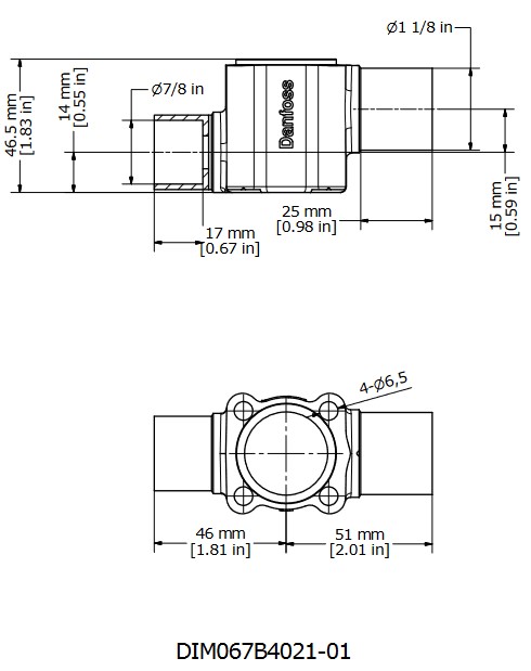 Valve Body TE12 Straight 7/8" ID Solder x 1-1/8" ID Solder