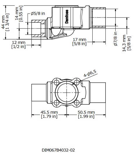 Valve Body TE5 Straight 5/8" ID Solder x 7/8" ID Solder