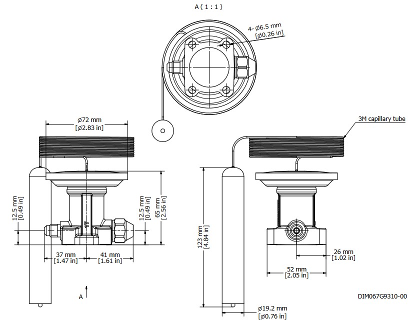Element R22 / R407C TE55 TX Valve Ext Equal -40/+10C 3M