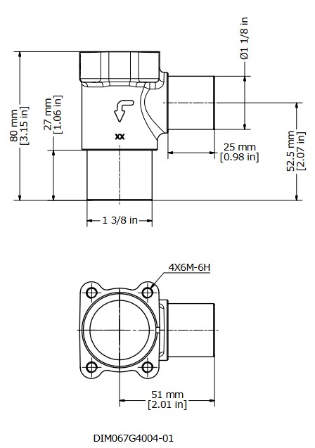 Valve Body TE55 Angle 1-1/8" OD Solder x 1-3/8" OD Solder