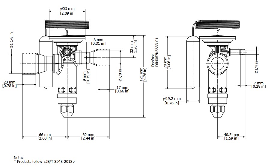TX Valve TGE20 No16 R22 54.0kW Bi-Flow B/Port 7/8" x 1-1/8"