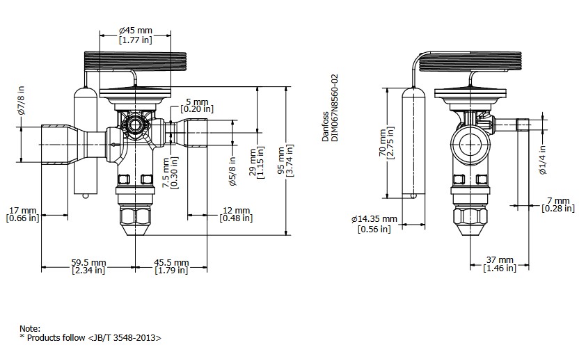 TX Valve TGE10 No11 R410A 45.0kW Bi-Flow B/Port 5/8" x 7/8"