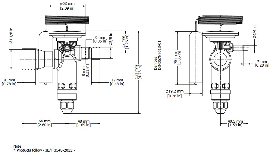 TX Valve TGE20 No12.5 R410A 54kW Bi-Flow B/Port 5/8" x 1-1/8"
