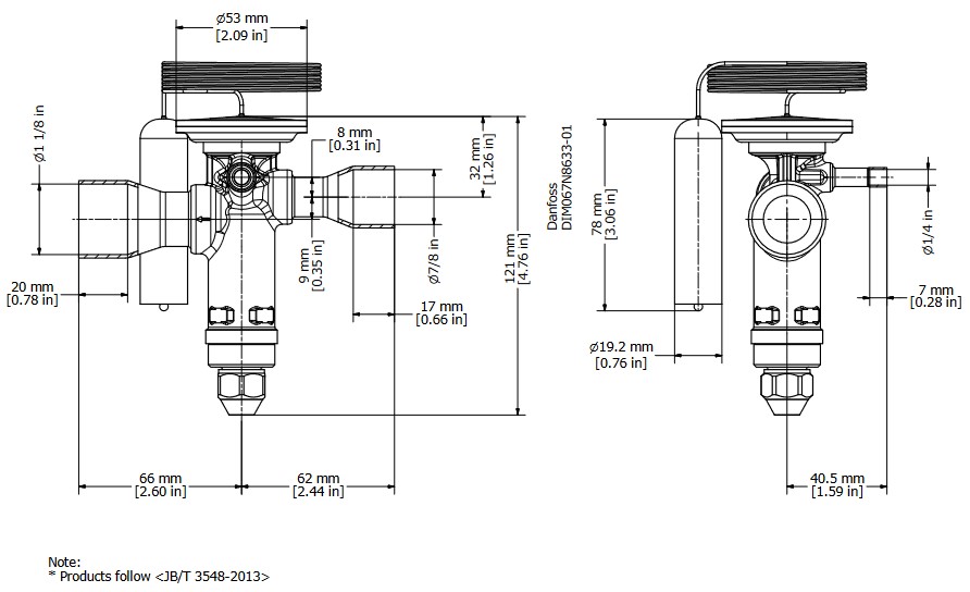 TX Valve TGE20 No20 R410A 79.0kW Bi-Flow B/Port 7/8" x 1-1/8"