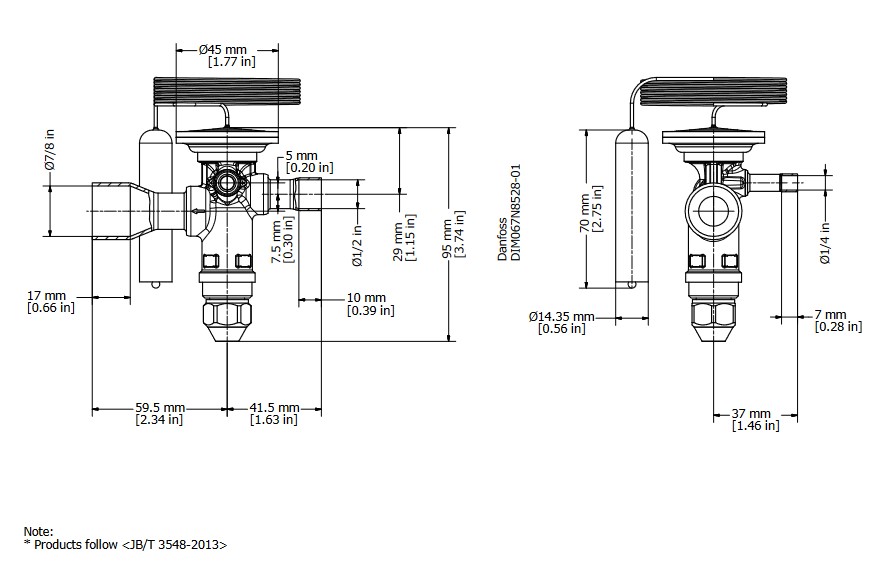 TX Valve TGE10 No4 R407C 13.0kW Bi-Flow B/Port 1/2" x 7/8"