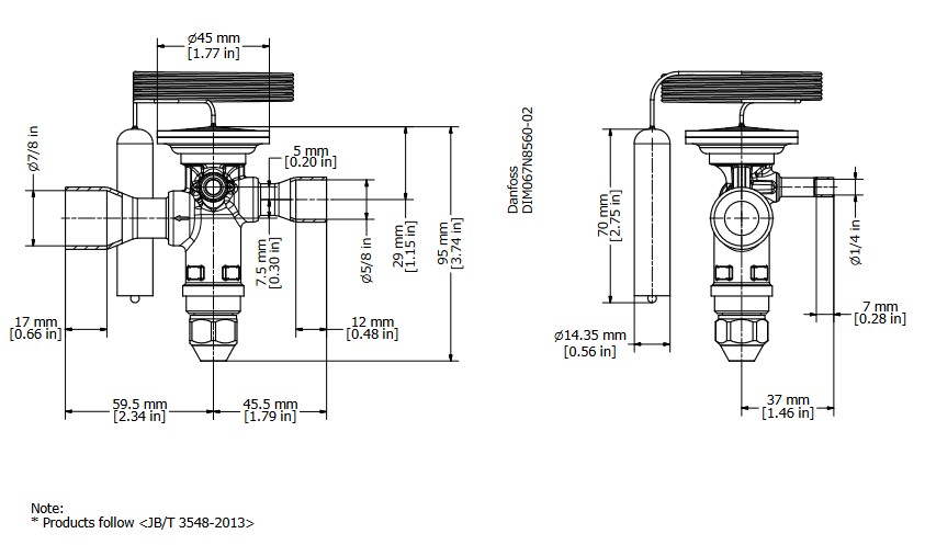TX Valve TGE10 No6 R407C 19.0kW Bi-Flow B/Port 5/8" x 7/8"