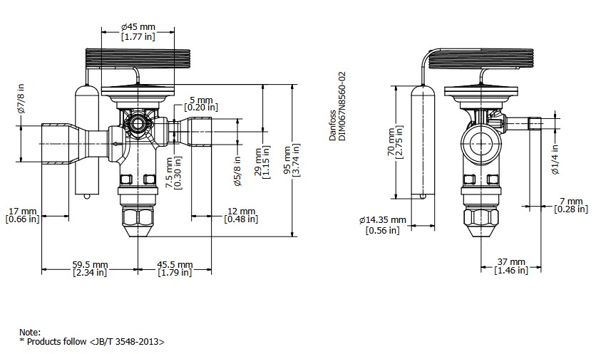 TX Valve TGE10 No8 R407C 25.0kW Bi-Flow B/Port 5/8" x 7/8"