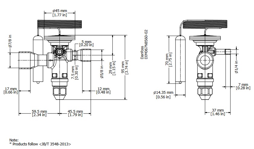 TX Valve TGE10 No11 R407C 36.0kW Bi-Flow B/Port 5/8" x 7/8"