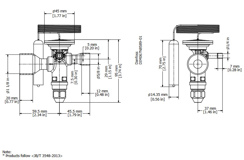 TX Valve TGE10 No11 R407C 36.0kW Bi-Flow B/Port 5/8" x 1-1/8"