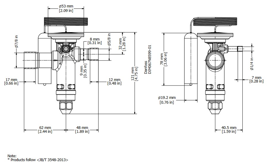 TX Valve TGE20 No12.5 R407C 42.0kW Bi-Flow B/Port 5/8" x 7/8"