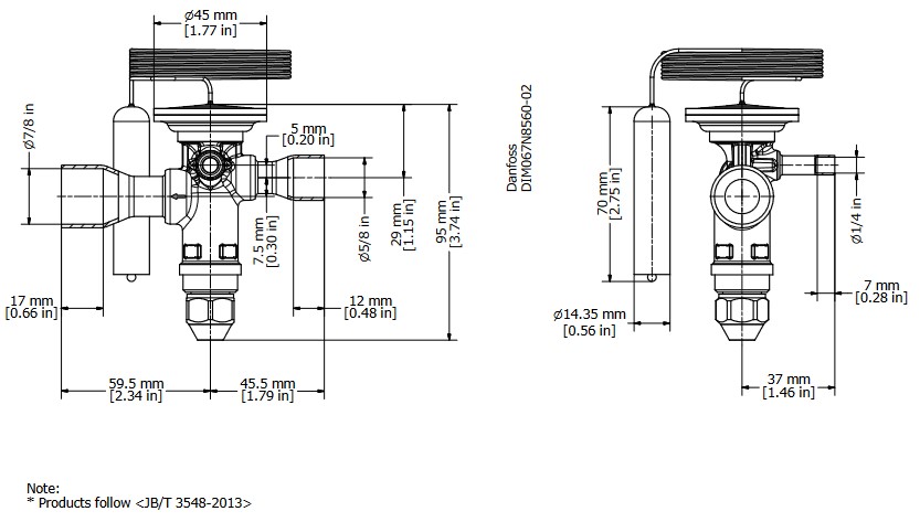 TX Valve TGE10 No11 R134a 24.0kW Bi-Flow B/Port 5/8" x 7/8"