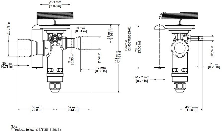 TX Valve TGE20 No16 R134a 37.0kW Bi-Flow B/Port 7/8" x 1-1/8"