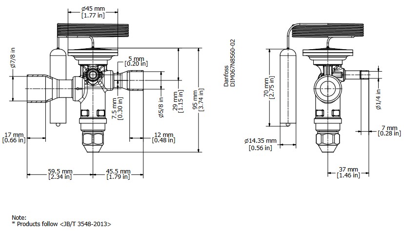 TX Valve TGE10 No11 R404A/R507 26.0kW Bi-Flow B/Port 5/8" x 7/8"