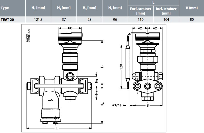 Danfoss TEAT 20-8 TX Valve - R717 Int Equal - 55-95C