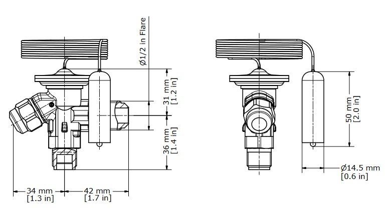 TX Valve TX2 R22 Internal Equal -40/+10C 3/8"MSAE x 1/2"MSAE