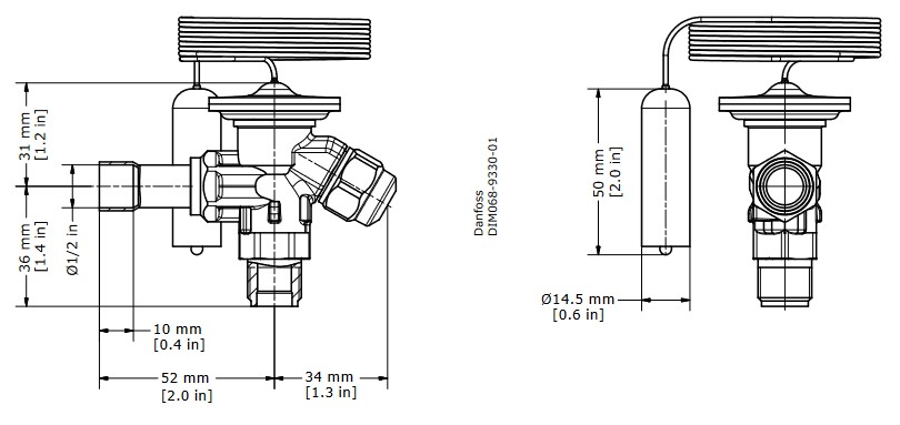 TX Valve TX2 R22 Internal Equal -40/+10C 3/8"MSAE x 1/2"ODF