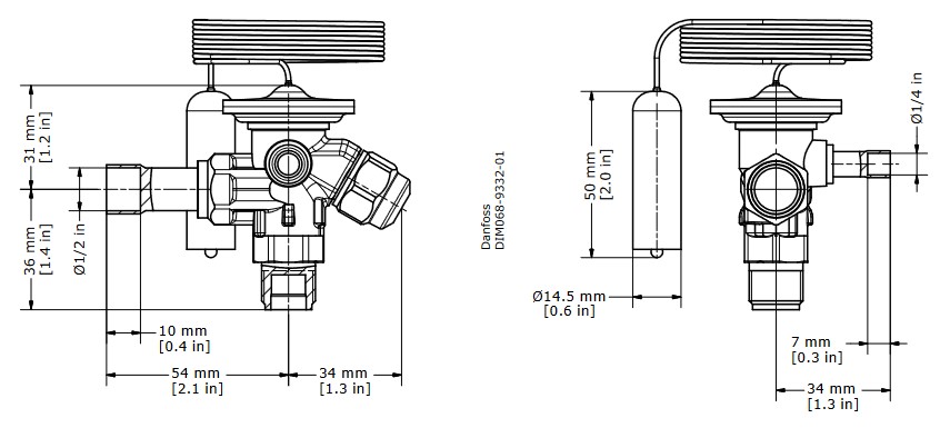 TX Valve TEX2 R22 Ext Equal -40/+10C 3/8"MSAE x 1/2"ODF