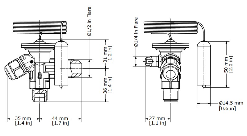 TX Valve TEN2 R134a/R513A Ext Equal -40/+10C 3/8" x 1/2" MSAE