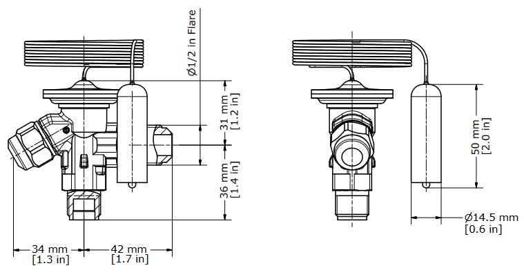 TX Valve TS2 R404A Int Equal -40/+10C 3/8"MSAE x 1/2"MSAE