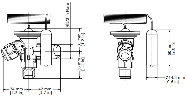 TX Valve TS2 R404A Int Equal -40/+10C 3/8"MSAE x 1/2"MSAE MOP120