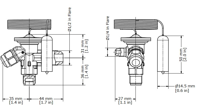 TX Valve TES2 R404A Ext Equal -40/+10C 3/8"MSAE x 1/2"MSAE