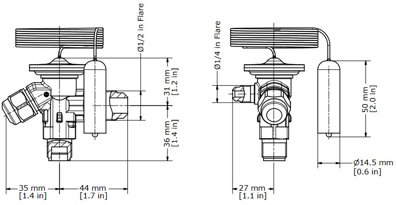 TX Valve TES2 R404A Ext Equal -60/-25C 3/8"MSAE x 1/2"ODF