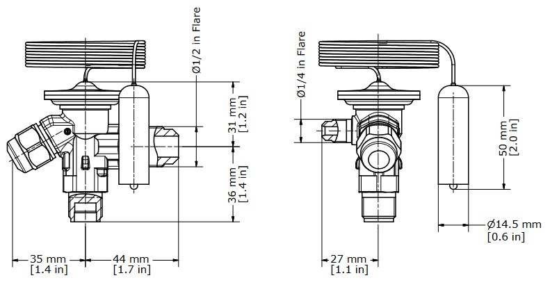 TX Valve TES2 R404A Ext Equal -40/+10C 3/8"MSAE x 1/2"MSAE