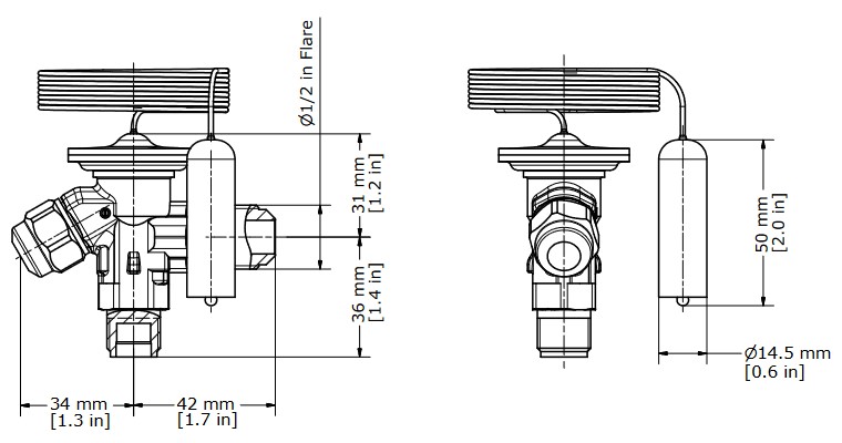 TX Valve TS2 R404A Int Equal -40/-15C 3/8"MSAE x 1/2"MSAE MOP50