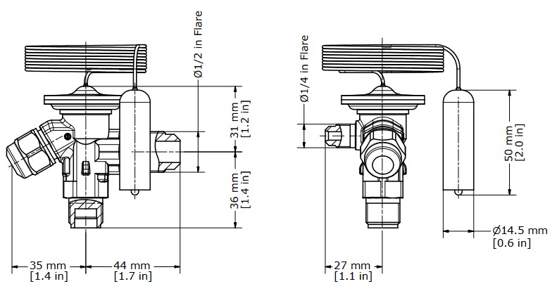 TX Valve TES2 R404A Ext Equal -40/-15C 3/8"SAE x 1/2"SAE MOP50