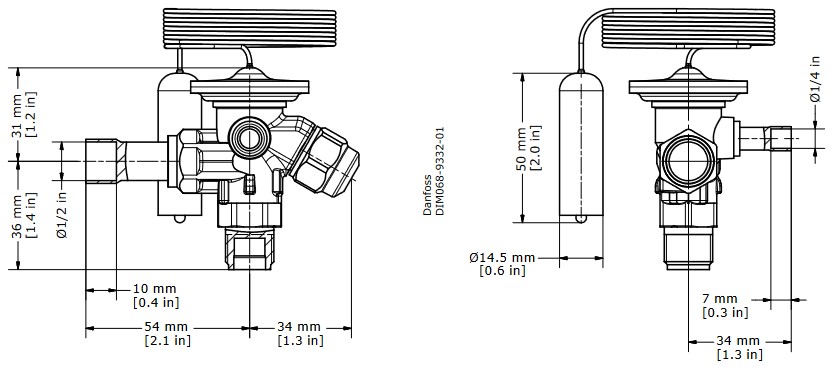 TX Valve TES2 R404A Ext Equal -40/+10C 3/8"MSAE x 1/2"ODF