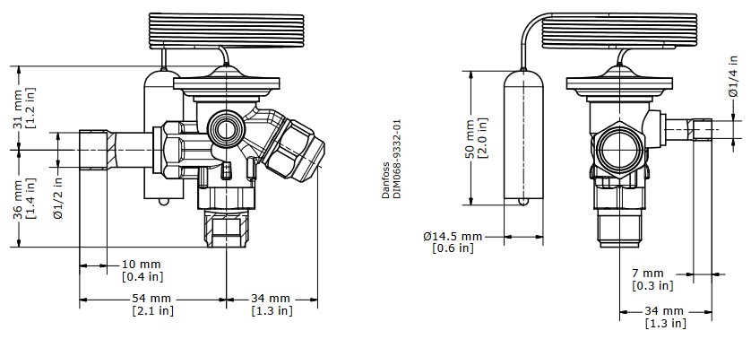 TX Valve TES2 R404A Ex Equal -40/+10C 3/8"SAE x 1/2"ODF MOP120