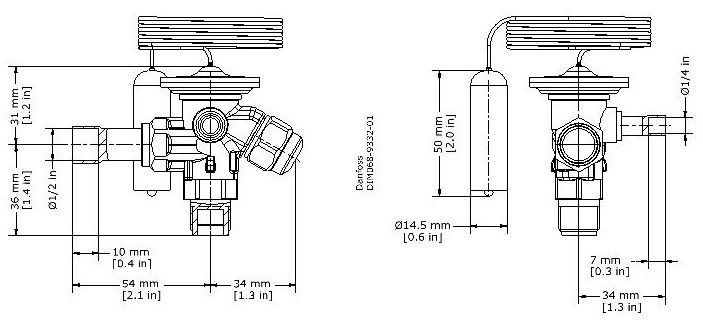 TX Valve TE2 R449A MOP 40 Ext Equal -40/+15C 3/8"MSAE x 1/2"ODF