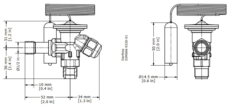 TX Valve T2 R449A Int Equal -40/+10C 3/8"MSAE x 1/2"ODF