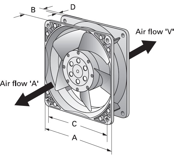 Compact Axial Fan - 230V - 80 x 80 x 38mm