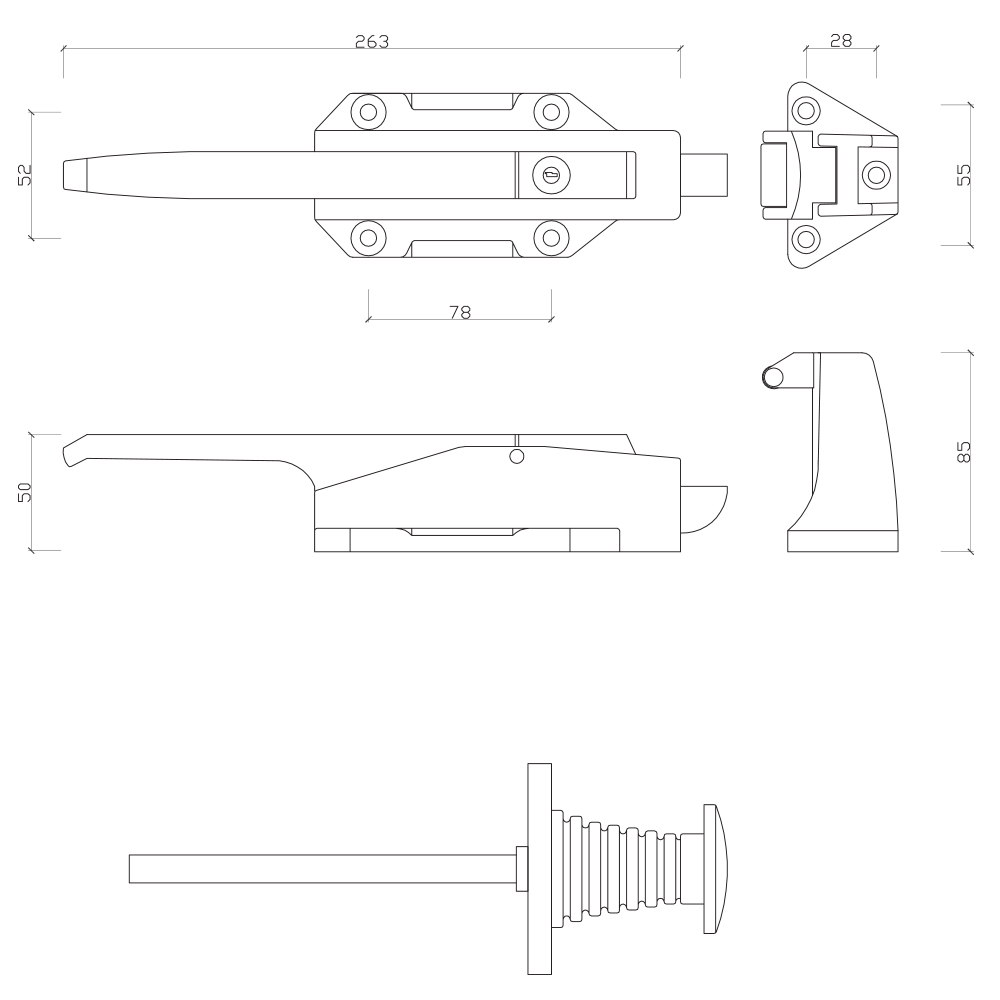 CRH Safety Latch Set 44mm-60mm Offset - Push Handle Release