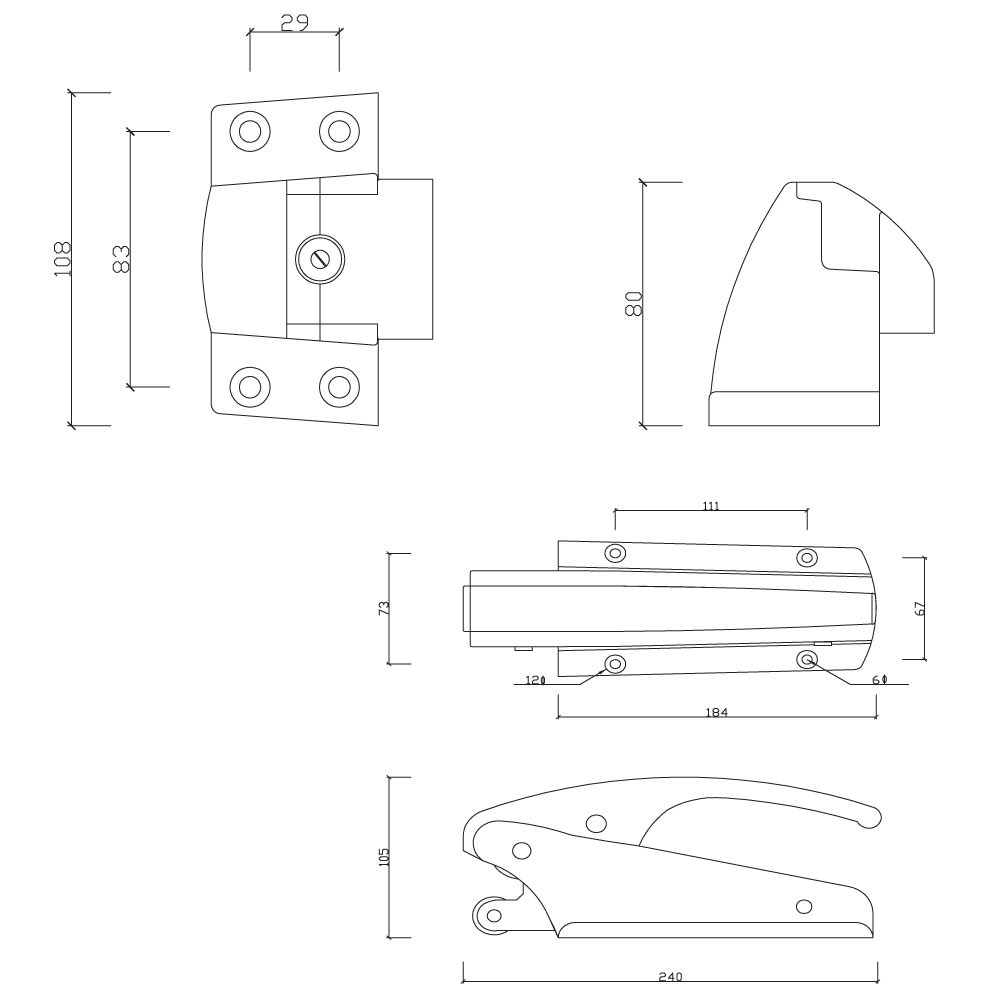 CRH Safety Latch Set 16mm-32mm Offset - Push Handle Release