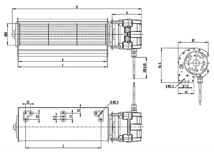 EC Cross Flow Fan - 60 x 360 - Fixed Speed 2400rpm