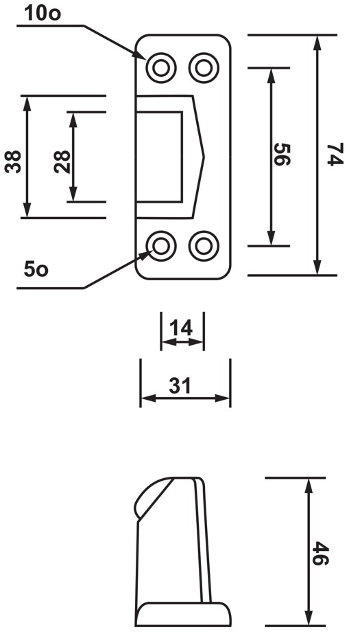 CRH 60° Adjustable Strike, 19mm - 25mm Offset