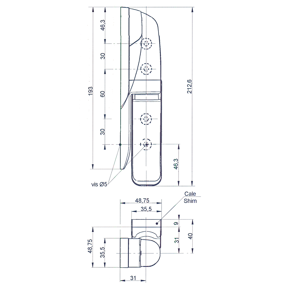 Fermod Adjustable Cam Rise Hinge 40cm Centre Offset