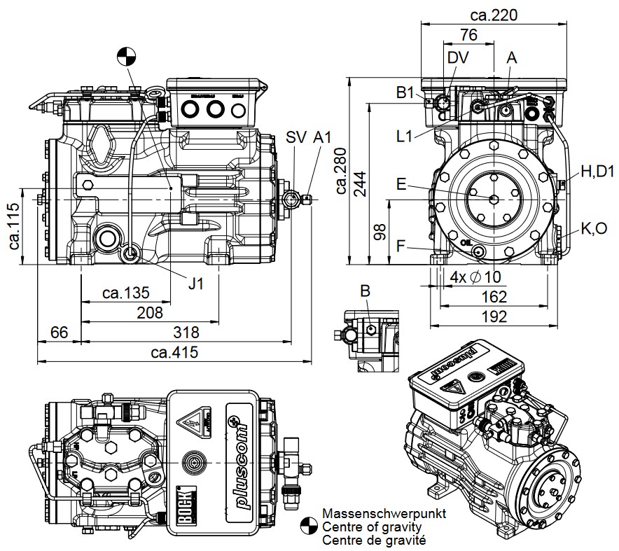 BOCK Semi-Hermetic Compressor HGX12P/110-4 (14554)