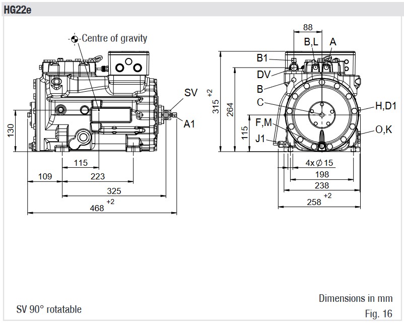 COMPRESSOR BOCK SEMI HERM HGX22E/125-4 S 16009 220V/380V 3PH 50Hz AV PADS, OIL HEATER